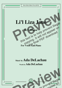 page one of Ada DeLachau-Li'l Liza Jane,in C Major,for Voice and Piano