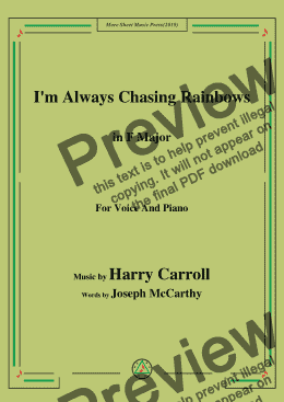 page one of Harry Carroll-I'm Always Chasing Rainbows,in F Major,forVoice and Piano