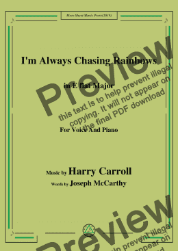 page one of Harry Carroll-I'm Always Chasing Rainbows,in E flat Major,forVoice and Piano