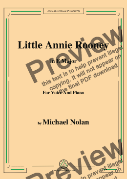 page one of Michael Nolan-Little Annie Rooney,in E Major,for Voice and Piano