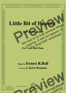 page one of Ernest R. Ball-Little Bit of Heaven,in f sharp minor,for Voice and Piano