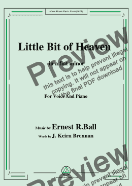 page one of Ernest R. Ball-Little Bit of Heaven,in a flat minor,for Voice and Piano-