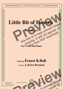 page one of Ernest R. Ball-Little Bit of Heaven,in a minor,for Voice and Piano