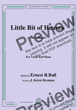 page one of Ernest R. Ball-Little Bit of Heaven,in e minor,for Voice and Piano