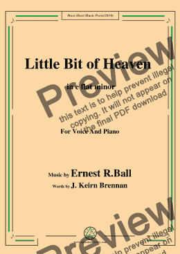 page one of Ernest R. Ball-Little Bit of Heaven,in e flat minor,for Voice and Piano