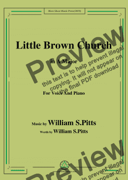 page one of William S. Pitts-Little Brown Church,in A Major,for Voice and Piano