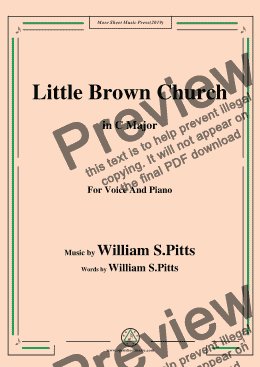 page one of William S. Pitts-Little Brown Church,in C Major,for Voice and Piano