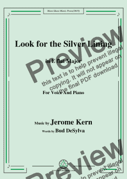 page one of Jerome Kern-Look for the Silver Lining,in E flat Major,for Voice and Piano