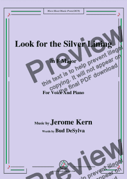 page one of Jerome Kern-Look for the Silver Lining,in F Major,for Voice and Piano