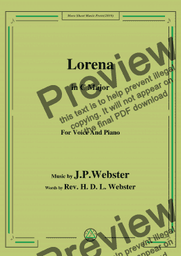 page one of J. P. Webster-Lorena,in C Major,for Voice and Piano