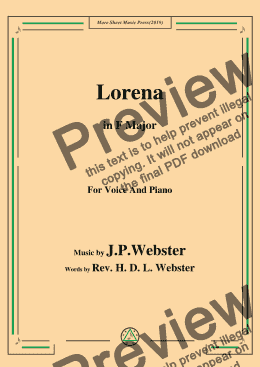 page one of J. P. Webster-Lorena,in F Major,for Voice and Piano