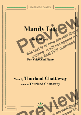 page one of Thurland Chattaway-Mandy Lee,in F Major,for Voice and Piano