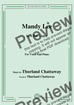 page one of Thurland Chattaway-Mandy Lee,in A flat Major,for Voice and Piano