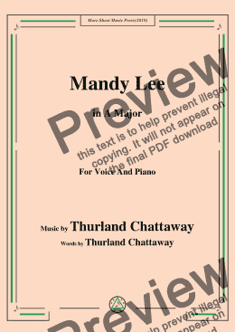 page one of Thurland Chattaway-Mandy Lee,in A Major,for Voice and Piano