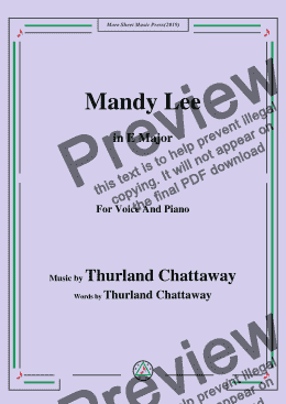 page one of Thurland Chattaway-Mandy Lee,in E Major,for Voice and Piano