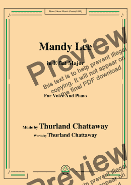 page one of Thurland Chattaway-Mandy Lee,in E flat Major,for Voice and Piano