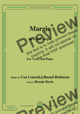 page one of Con Conrad;J. Russel Robinson-Margie,in E flat Major,for Voice and Piano