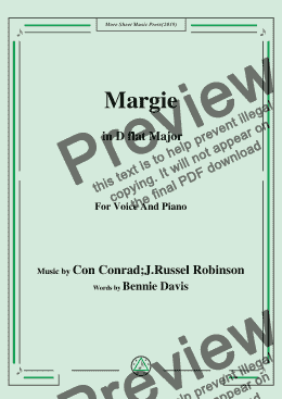 page one of Con Conrad;J. Russel Robinson-Margie,in D flat Major,for Voice and Piano