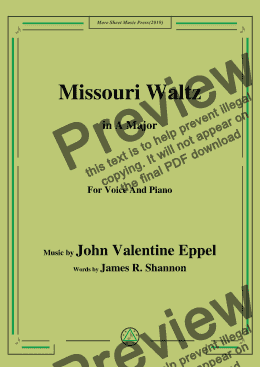 page one of John Valentine Eppel-Missouri Waltz,in A Major,for Voice and Piano