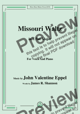 page one of John Valentine Eppel-Missouri Waltz,in E flat Major,for Voice and Piano