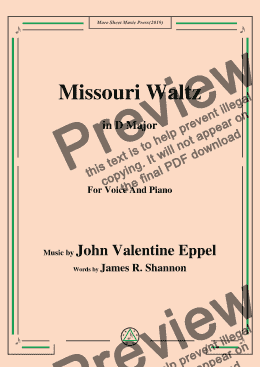 page one of John Valentine Eppel-Missouri Waltz,in D Major,for Voice and Piano