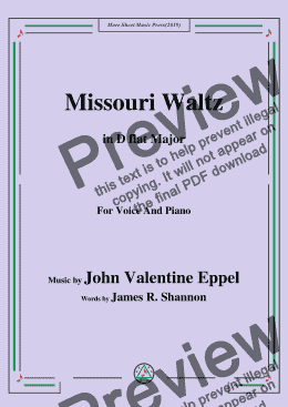 page one of John Valentine Eppel-Missouri Waltz,in D flat Major,for Voice and Piano