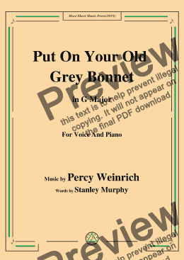 page one of Percy Wenrich-Put On Your Old Grey Bonnet,in G Major,for Voice and Piano