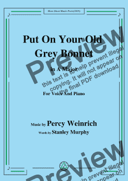 page one of Percy Wenrich-Put On Your Old Grey Bonnet,in A Major,for Voice and Piano