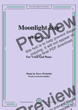 page one of Percy Wenrich-Moonlight Bay,in B flat Major,for Voice and Piano