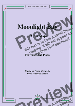 page one of Percy Wenrich-Moonlight Bay,in A flat Major,for Voice and Piano