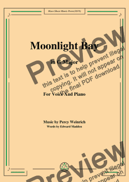 page one of Percy Wenrich-Moonlight Bay,in G Major,for Voice and Piano