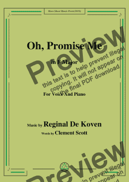 page one of Reginal De Koven-Oh,Promise Me,in F Major,for Voice and Piano