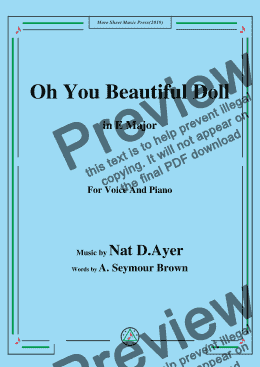 page one of Nat D. Ayer-Oh You Beautiful Doll,in E Major,for Voice and Piano