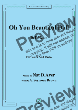 page one of Nat D. Ayer-Oh You Beautiful Doll,in F Major,for Voice and Piano