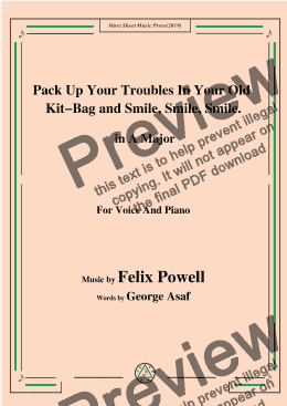 page one of Felix Powell-Pack Up Your Troubles In Your Old Kit Bag and Smile Smile Smile,in A Major