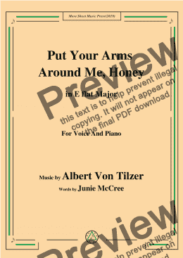 page one of Albert Von Tilzer-Put Your Arms Around Me.Honey,in E flat Major,for Voice and Piano