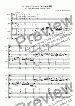 page one of Fantasia on Raymond Overture (1851) Charles Louis Ambroise Thomas (1811-1896)
