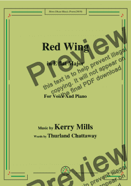 page one of Kerry Mills-Red Wing,in E flat Major,for Voice and Piano