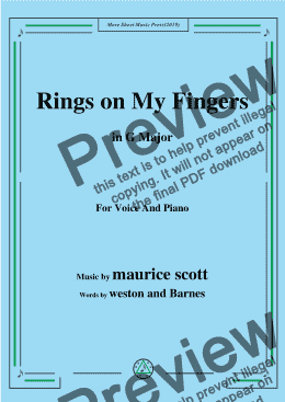 page one of Maurice Scott-Rings on My Fingers,in G Major,for Voice and Piano