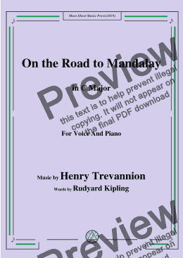 page one of Henry Trevannion-On the Road to Mandalay,in C Major,for Voice and Piano