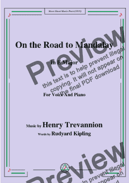 page one of Henry Trevannion-On the Road to Mandalay,in E Major,for Voice and Piano