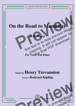 page one of Henry Trevannion-On the Road to Mandalay,in B Major,for Voice and Piano