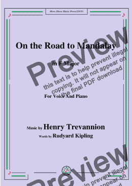 page one of Henry Trevannion-On the Road to Mandalay,in F Major,for Voice and Piano