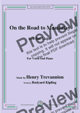 page one of Henry Trevannion-On the Road to Mandalay,in B flat Major,for Voice and Piano