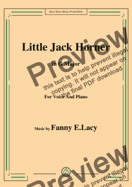 page one of Fanny E.Lacy-Little Jack Horner,in G Major,for Voice and Piano