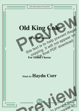 page one of Haydn Corri-Old King Cole,in a flat minor,for Mixed Chorus