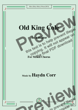 page one of Haydn Corri-Old King Cole,in a minor,for Mixed Chorus