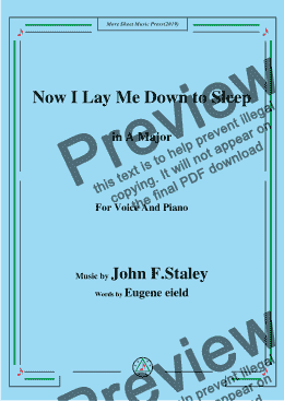 page one of John F.Staley-Now I Lay Me Down to Sleep,in A Major,for Voice and Piano