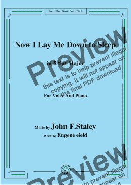 page one of John F.Staley-Now I Lay Me Down to Sleep,in B flat Major,for Voice and Piano