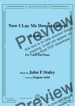 page one of John F.Staley-Now I Lay Me Down to Sleep,in B Major,for Voice and Piano